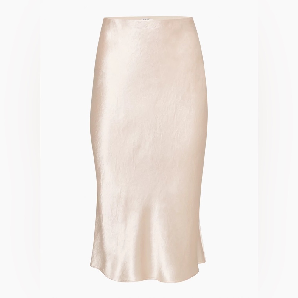NWOT Babaton Aritzia Satin Midi Skirt Denude size 2